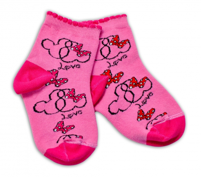 Baby Nellys Bavlnené ponožky Minnie Love - tmavo růžové, veľ. 122/128-#Velikost koj. oblečení;122-128 (6-8r) ()