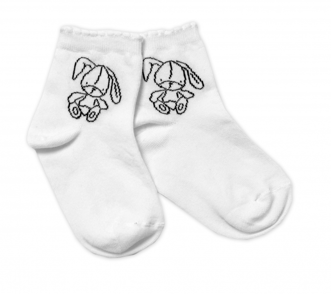 Baby Nellys Bavlnené ponožky Cute Bunny - biele, veľ. 104/116-#Velikost koj. oblečení;104-116 (4-6r)