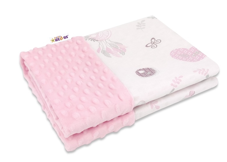 Baby Nellys Bavlnená deka s Minky 100x75cm, New Love Baby - růžová