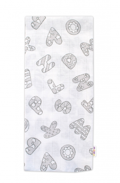 Baby Nellys Kvalitná bavlnená plienka - Tetra Premium, 70x80cm - Písmenka, biela
