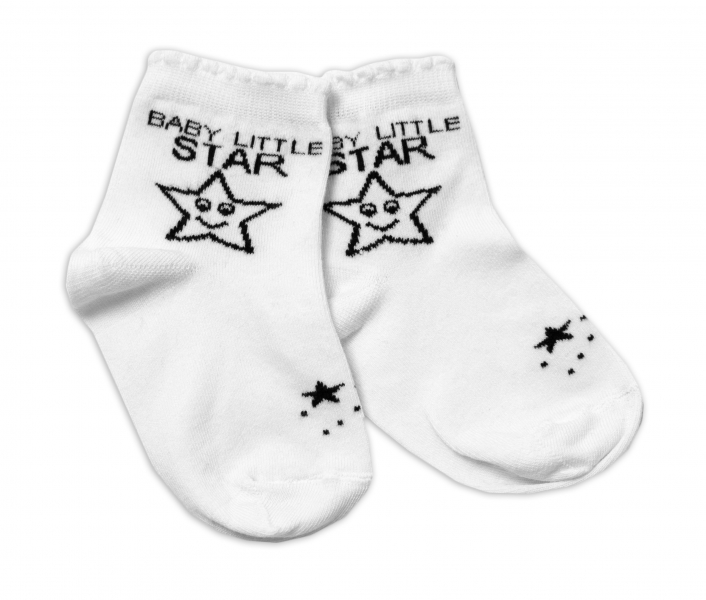 Baby Nellys Bavlnené ponožky Baby Little Star - biele, veľ. 15-16 cm