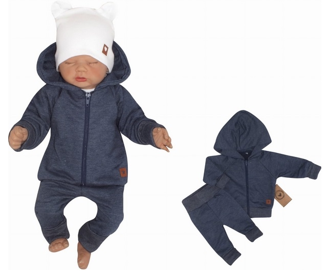 Kojenecká 2-diel. bavlnená tepláková súprava Hviezdička - jeans, veľ. 80