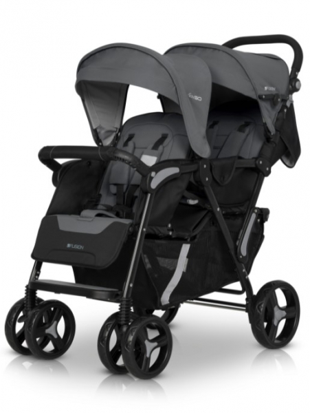 EasyGo Moderný športový kočík pre dvojčatá Fusion 2021 - iron