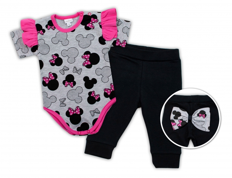 Kojenecká 2-dielna súprava body krátky rukáv, legíny Minnie - sivá, veľ. 92