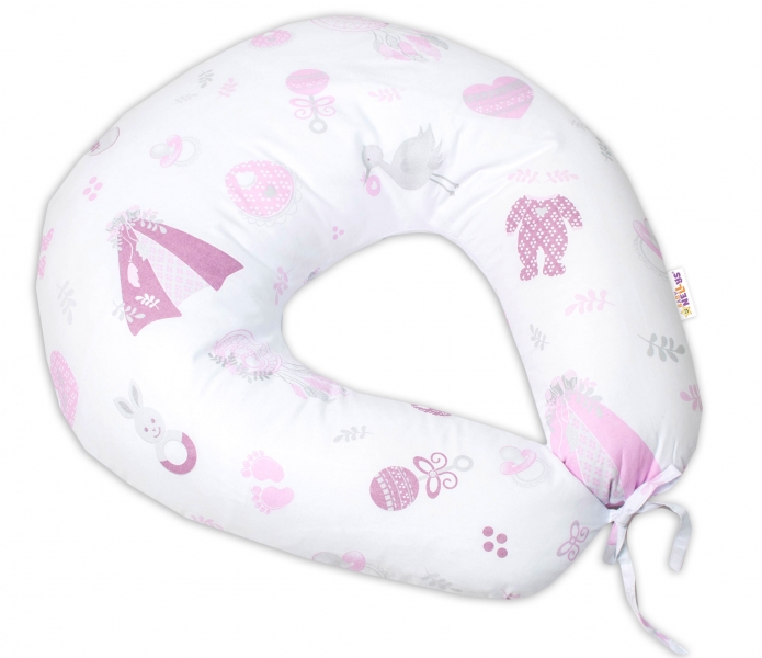 Bavlnený dojčiacy vankúš Baby Nellys, New Love Baby - růžová