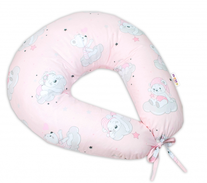 Bavlnený dojčiacy vankúš Baby Nellys, Mráček - růžová