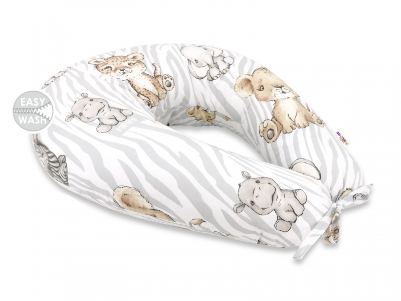 Bavlnený dojčiacy vankúš Baby Nellys, ZOO Natural - hnedá, šedá