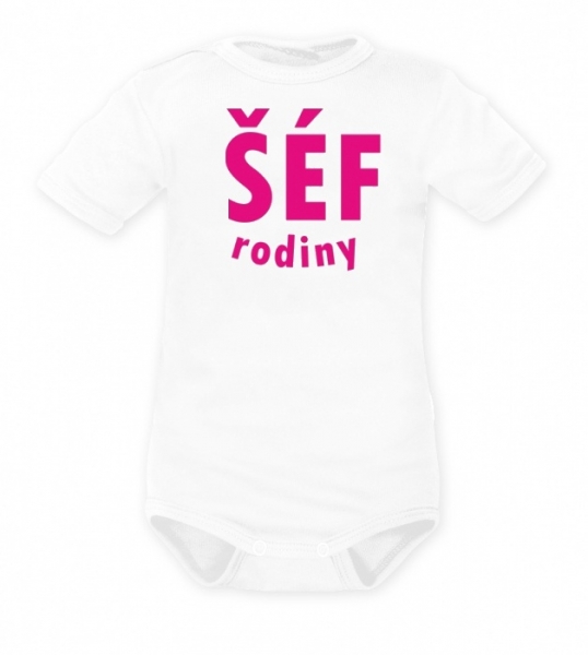 Kojenecké Body krátky rukáv ŠÉF RODINY - biele, vel. 80