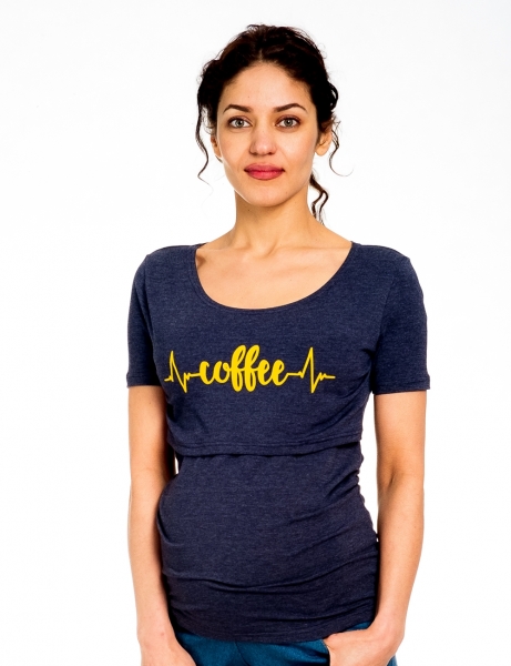 Be MaaMaa Tehotenské/dojčiace triko kr. rukáv, Coffee - jeans