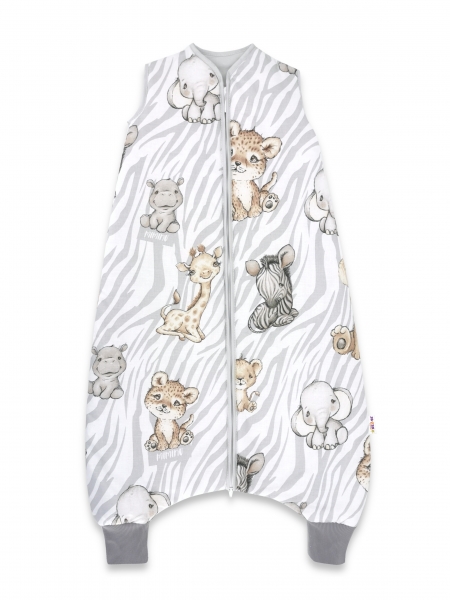 Baby Nellys, Spací vak s nohavičkami ZOO Natural, 90 cm - šedá, hnědá
