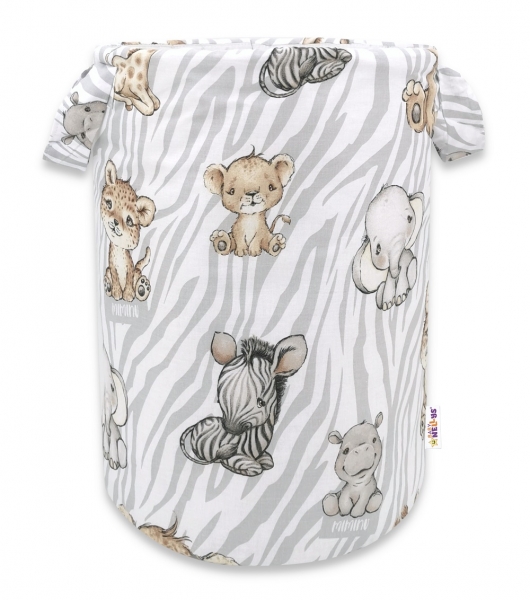 Bavlnený kôš na hračky Baby Nellys, ZOO Natural - sivá, hnedá
