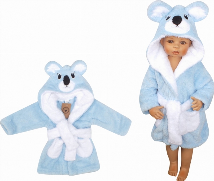 Z&Z Luxusný chlupáčkový župan s kapucňou a opaskom, Koala - modrá, veľ. 98