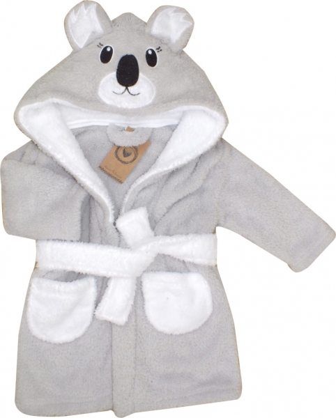 Z&Z Luxusný chlupáčkový župan s kapucňou a opaskom, Koala - sivá, veľ. 92