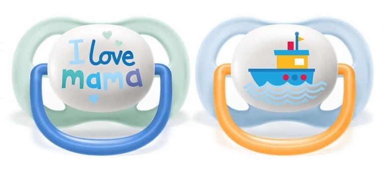 AVENT Cumlík Ultra Air Happy I Love mama, 0-6m - Lodička, modrá
