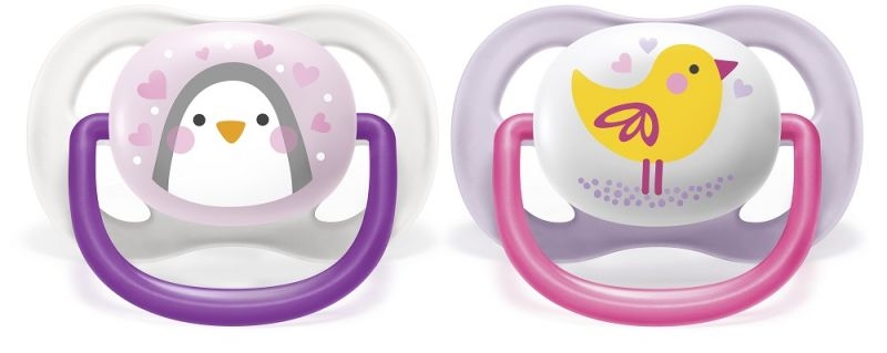 AVENT Cumlík Ultra Air Animals, 0-6m - Ptáček/tučniak, lila