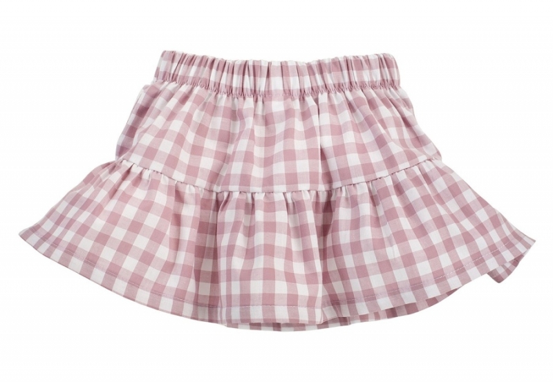 Pinokio Kockovaná letné sukne Sweet Cherry - lila / biela, veľ. 74-#Velikost koj. oblečení;74 (6-9m)