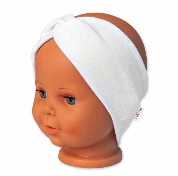 Baby Nellys Bavlnená čelenka dvojvrstvová, biela, 6-9 mesiacov-#Velikost koj. oblečení;68-74 (6-9m)