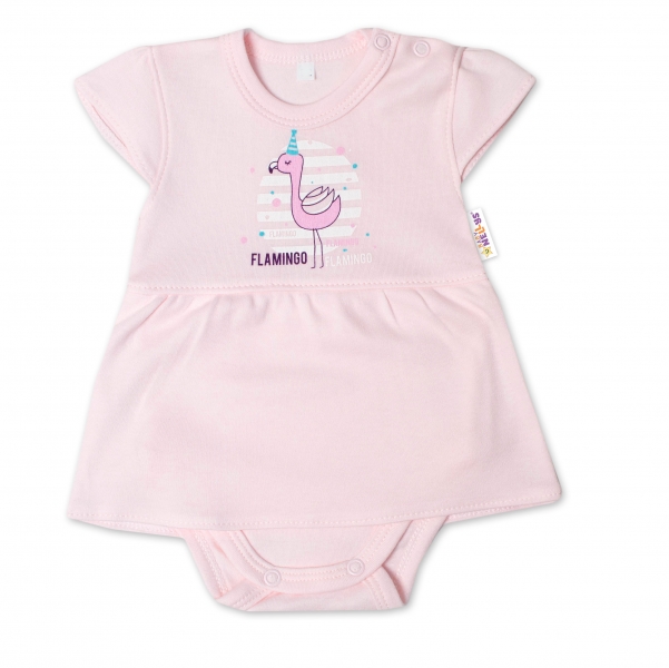 Baby Nellys Bavlnené dojčenské sukničkobody, kr. rukáv, Flamingo - sv. růžové, veľ. 80-#Velikost koj. oblečení;80 (9-12m)