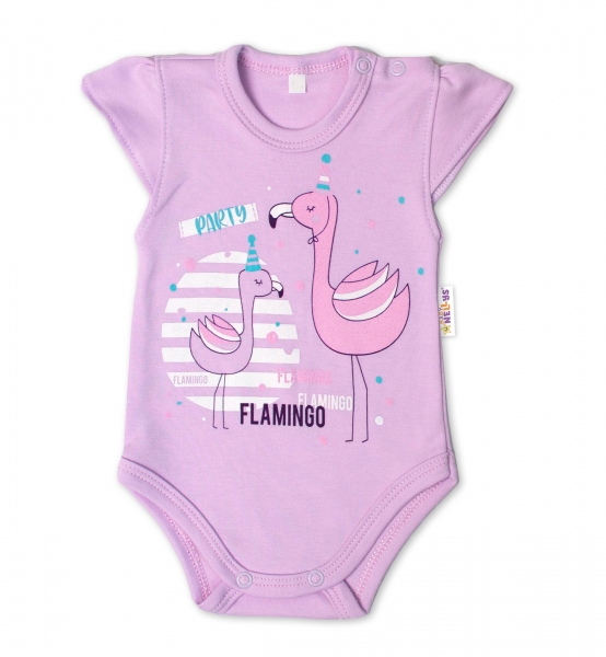 Baby Nellys Bavlnené dojčenské body, kr. rukáv, Flamingo - lila, veľ. 86-#Velikost koj. oblečení;86 (12-18m)