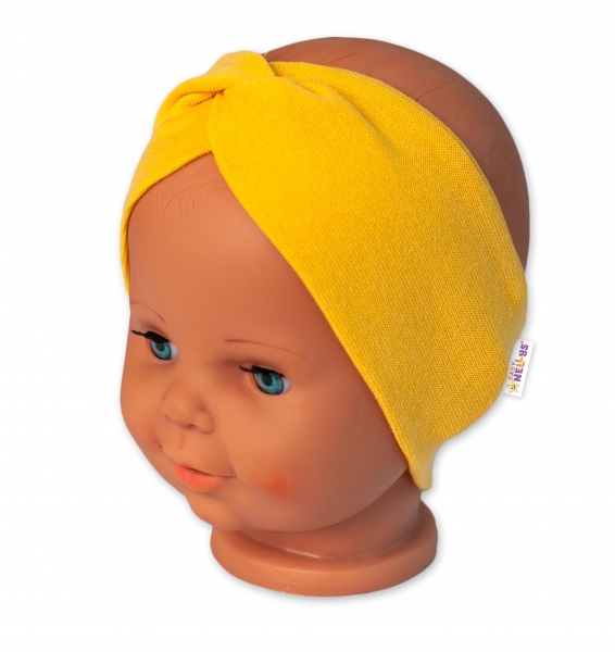 Baby Nellys Bavlnená čelenka dvojvrstvová, horčicová, veľ. 6-9 mesiacov-#Velikost koj. oblečení;68-74 (6-9m)