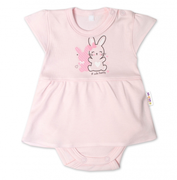 Baby Nellys Bavlnené dojčenské sukničkobody, kr. rukáv, Cute Bunny - sv. růžové, veľ. 86-#Velikost koj. oblečení;86 (12-18m)
