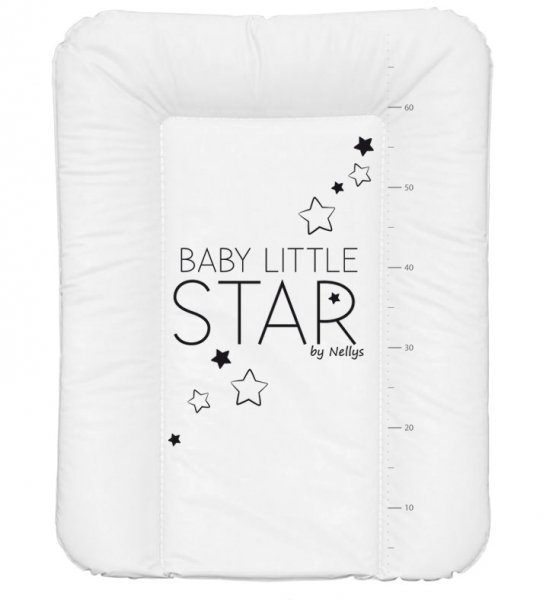 NELLYS Prebaľovacia podložka, mäkká, BABY STAR, 70 x 50cm, biela