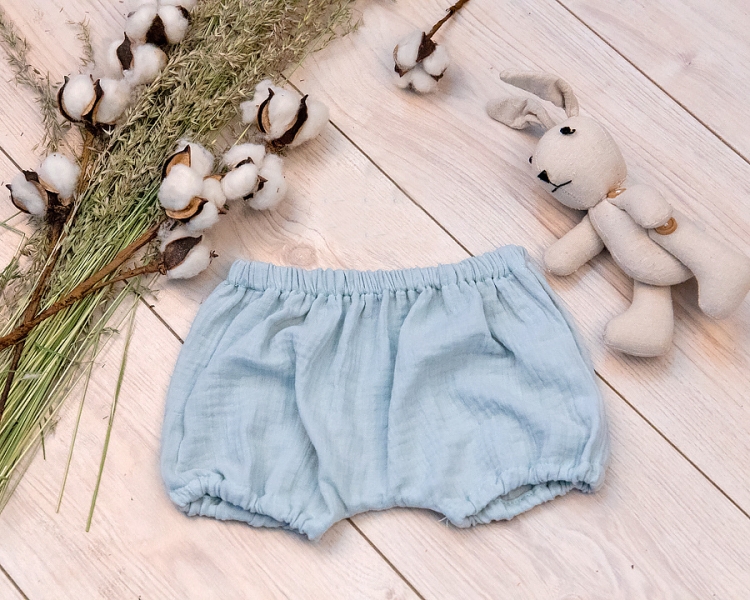 Baby Nellys mušelínové letné kraťasky BOY - mintová, veľ. 80/86