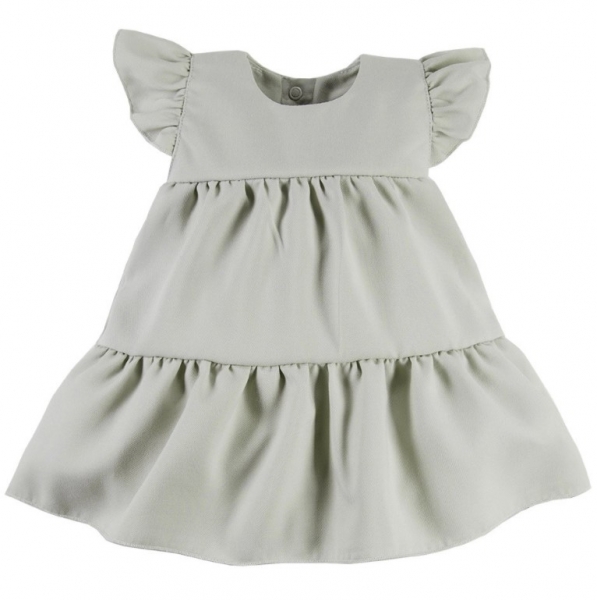 EEVI Dievčenské šaty s volánikmi Nature - khaki, veľ. 80-#Velikost koj. oblečení;80 (9-12m)