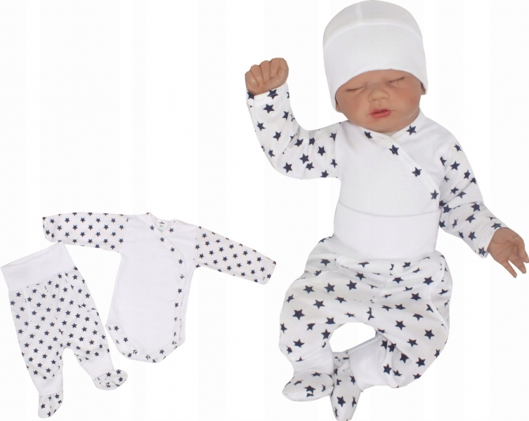Z&Z 2-dielna súpravička, body dl.rukáv, polodupačky Hviezdy, biela/granát, v