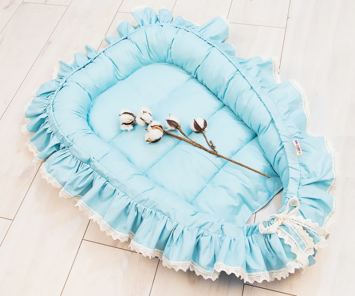 Baby Nellys Dojčenské hniezdočko, kokon Boho Style LUX, 60 x 90 cm - mätové