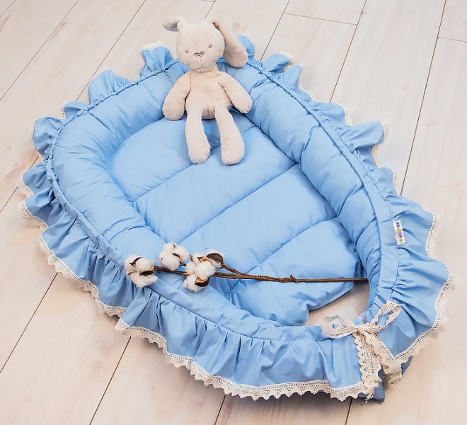 Baby Nellys Dojčenské hniezdočko, kokon Boho Style LUX, 60 x 90 cm - modré