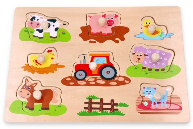 Lelin Edukačný vkladačka, puzzle - Farma s traktorom