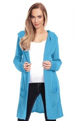 Be MaaMaa Tehotenský kardigan s kapucňou, modrý-#Velikosti těh. moda;UNI