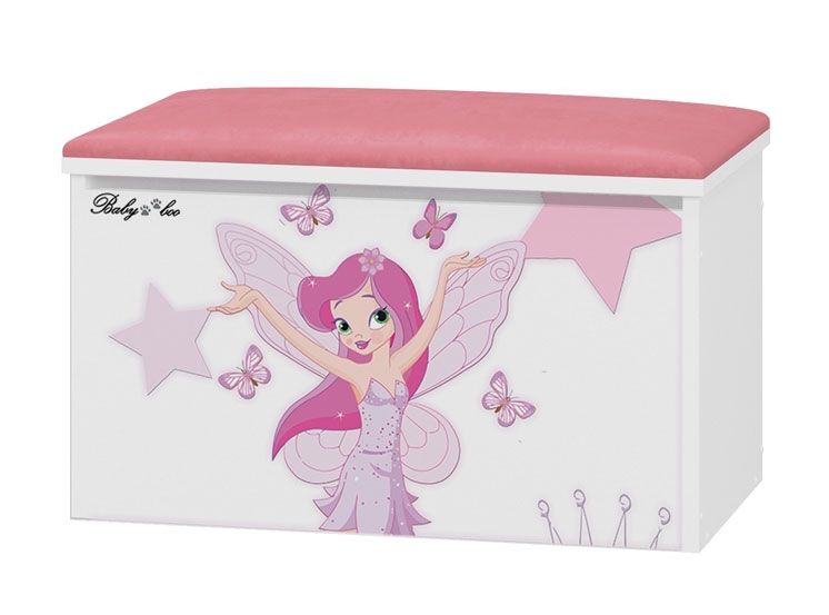 Babyboo Box na hračky s motívom   Little Princess + čalúnené sedadlo