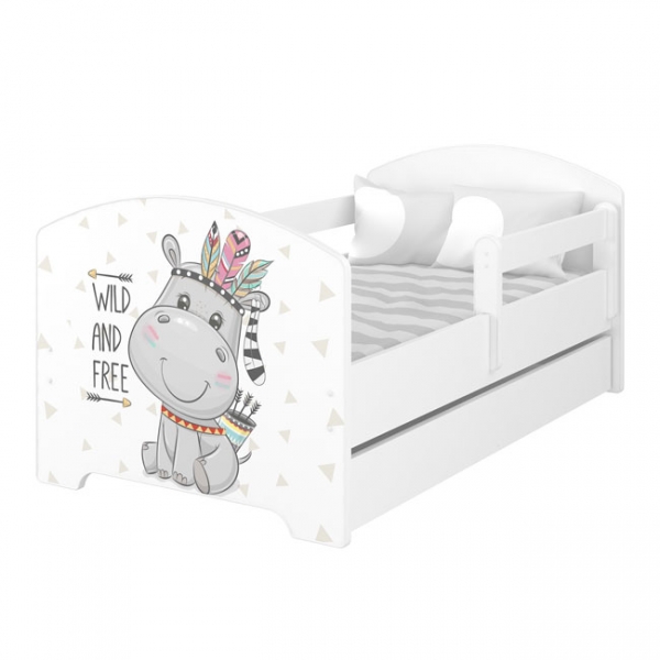Babyboo Detská posteľ 140 x 70 cm - Hippo + šuplík