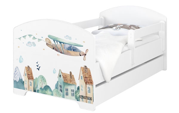 Babyboo Detská posteľ 140 x 70 cm - Lietadlo