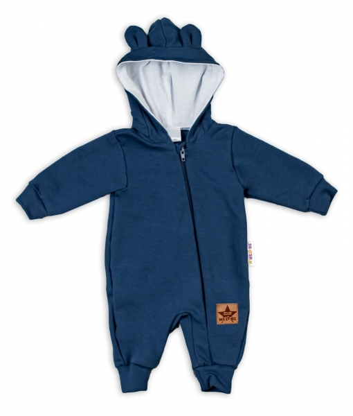 Baby Nellys ® Teplákový overal s kapucňou - granát, veľ. 68