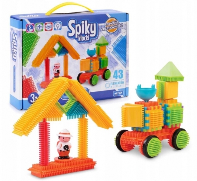 Plastové kocky Spiky Lokomotíva, 42 ks dielikov