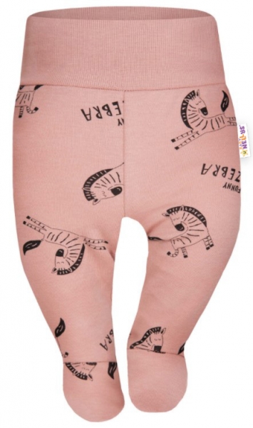 Baby Nellys Bavlnené polodupačky Funny Zebra - pudrové, veľ. 68-#Velikost koj. oblečení;68 (3-6m)