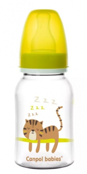 Canpol babies Fľaštička s potlačou 125 ml, Tygrík - žltá