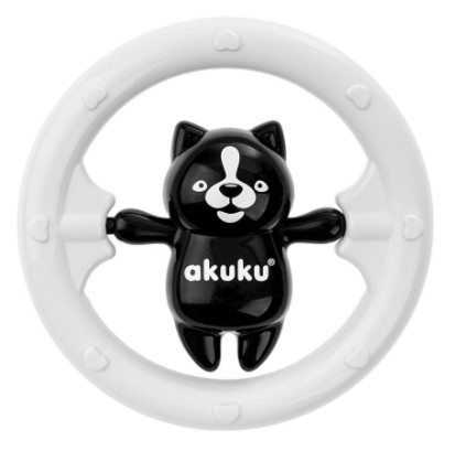 Hrkálka s Medvedíkom - čierno/biele, Akuku