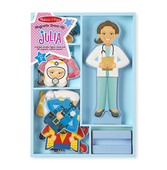 Melissa & Doug Drevená magnetická bábika na obliekanie Julie