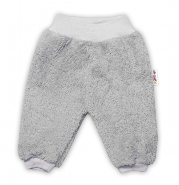 Baby Nellys Dojčenské chlupáčkové tepláčky Cute Bunny - sivé, veľ. 80