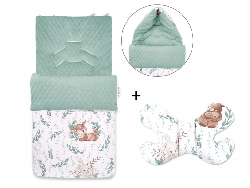 Baby Nellys 2-dielna sada fusak + vankúšik, LULU Natural - zelená