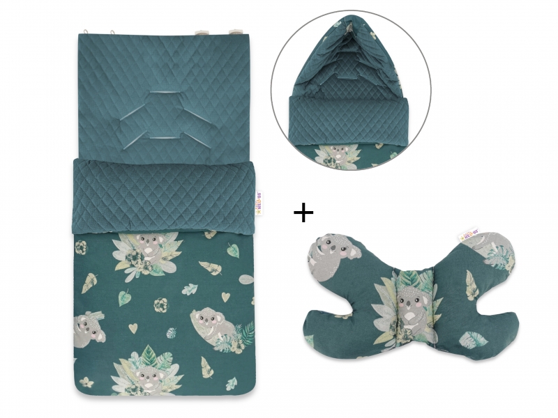 Baby Nellys 2-dielna sada fusak + vankúšik, Tropical Koala - zelený