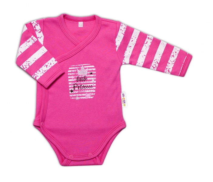 Baby Nellys Dojčenské body, dl. rukáv, zap. bokom Sweet Little Princess, ružová-#Velikost koj. oblečení;48 (0+)