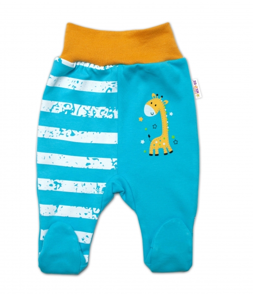 Bavlnené dojčenské polodupačky, Giraffe, tyrkysové, veľ 50