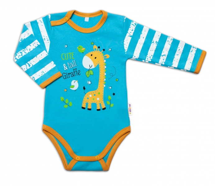 Dojčenské body, dlhý rukáv, Giraffe, tyrkysové, vel. 80