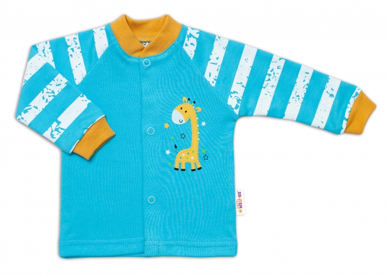Baby Nellys Bavlnená košieľka Giraffe, tyrkysová, veľ. 68