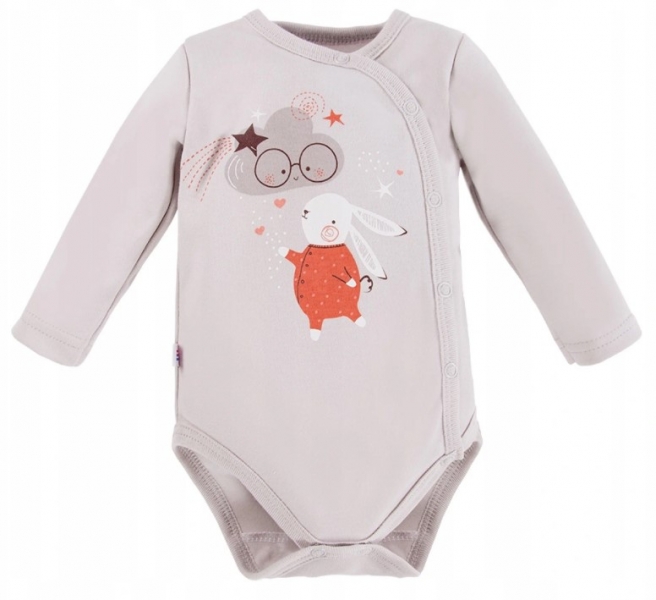 Kojeneké body dlhý rukáv, zapínanie bokom Mellow, sivé, veľ 0